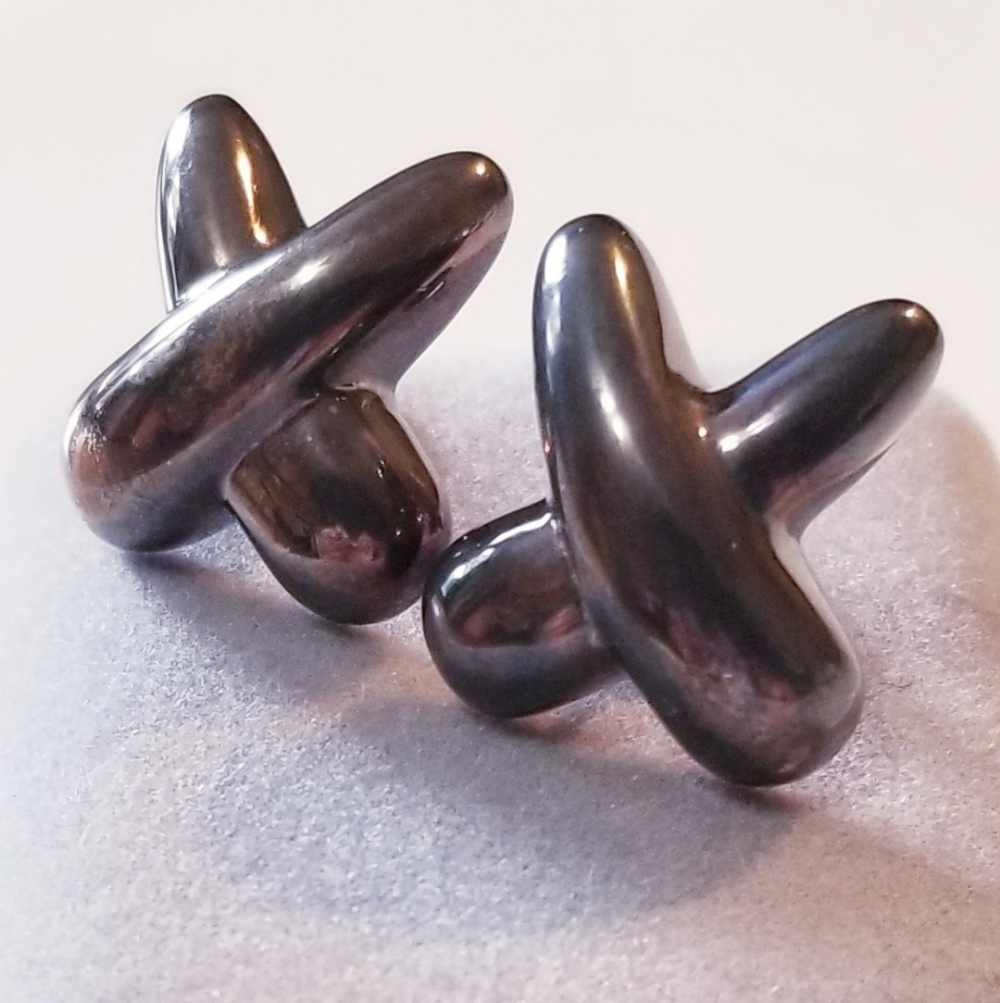 Bayanihan Sterling SILVER Modernist Kiss X Pierced Vintage Earrings Gift Ready